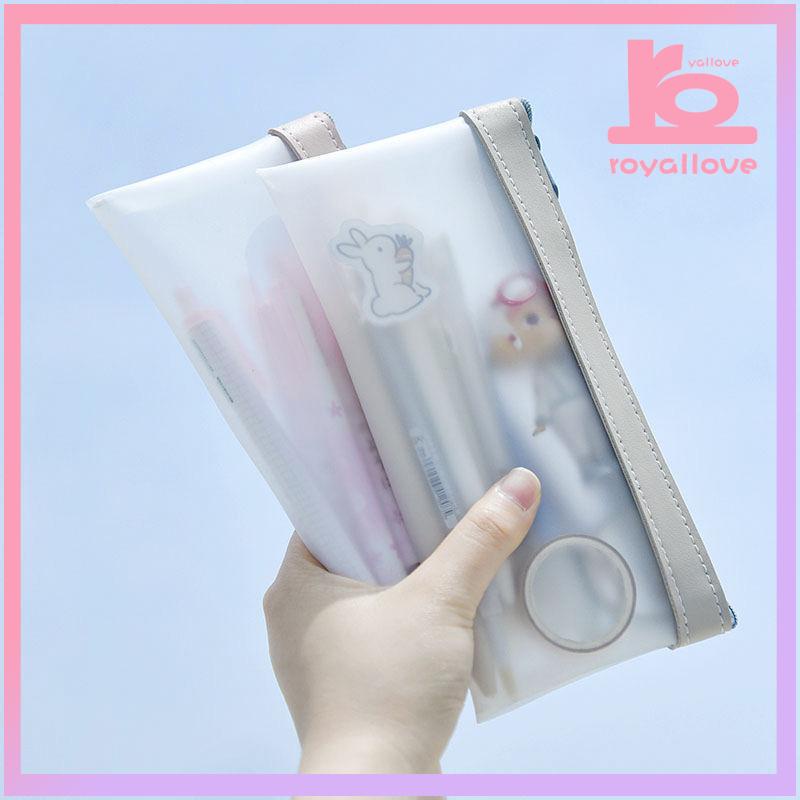 

COD✨Kotak pensil transparan untuk anak perempuan kotak alat tulis siswa sekolah menengah berkapasitas besar yang sederhana-love