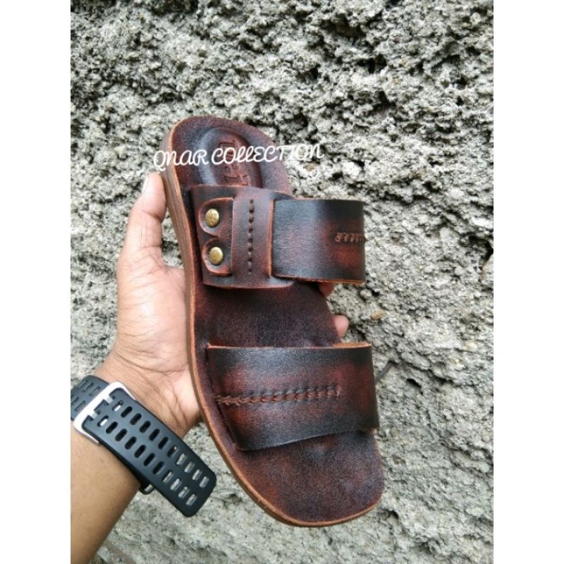 COD!!! SANDAL SELOP PRIA KULIT ASLI 100% SOL KARET TPR ANTI SLIP/TIDAK LICIN