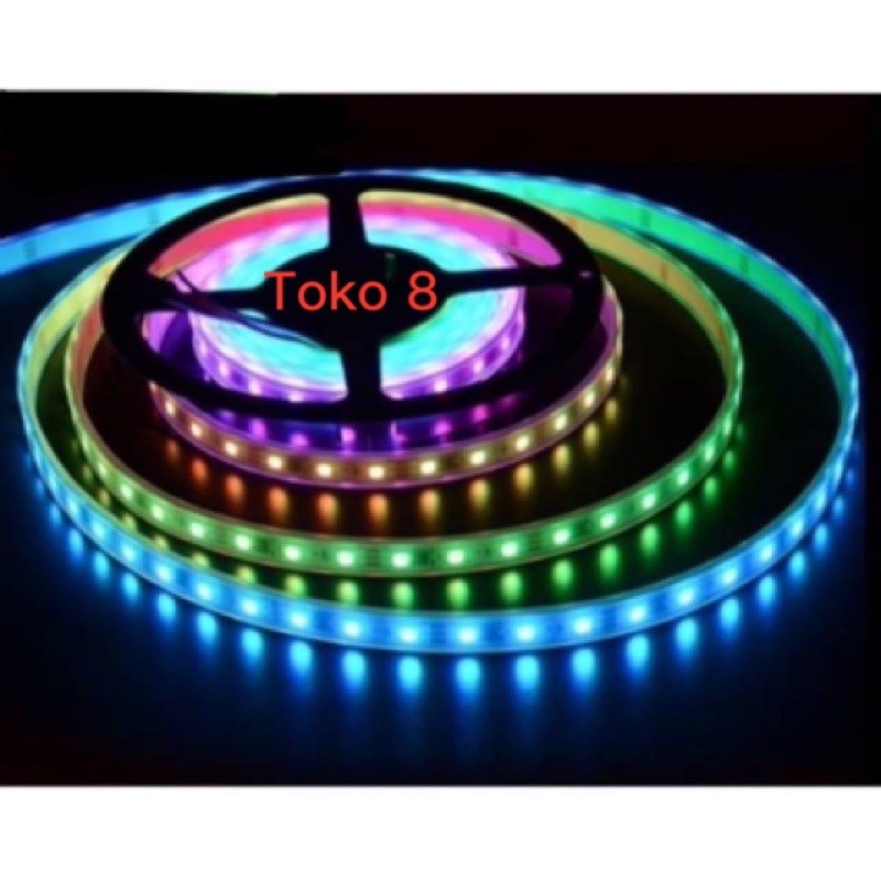 LAMPU STRIP RGB 5050 WARNA WARNI RUNNING NYALA OTOMATIS SET + ADAPTOR 4.5METER (TANPA REMOTE) TIKTOK