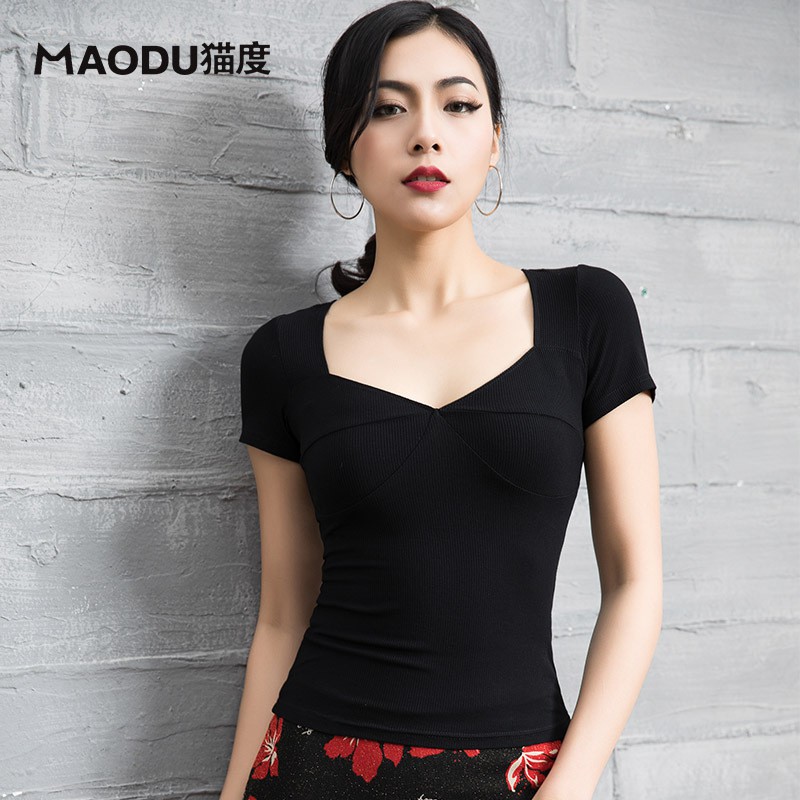 Kaos T Shirt Wanita Dengan Model Kerah V Neck Dan Bergaya Modern Untuk Tari Latin 2020 Shopee Indonesia