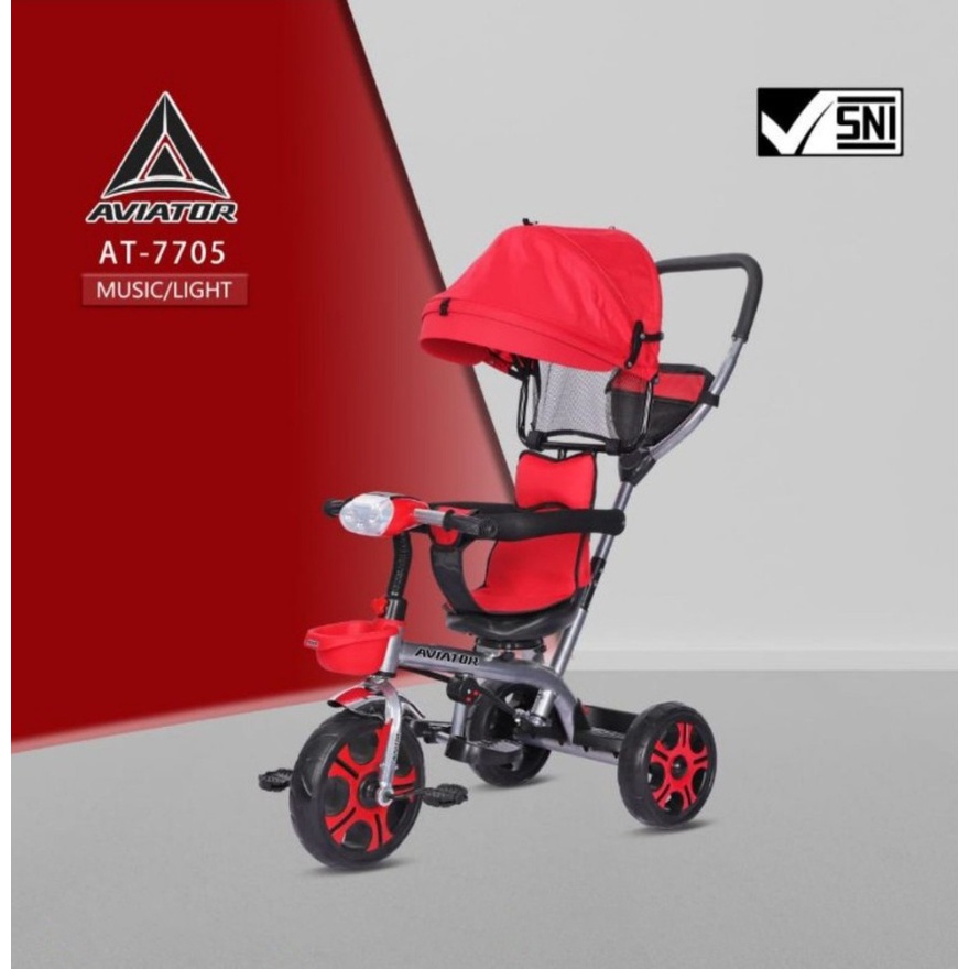Sepeda Anak Bayi Balita Dorong Roda 3 Tricycle Aviator AT7705 Lampu Musik By Pacific-2