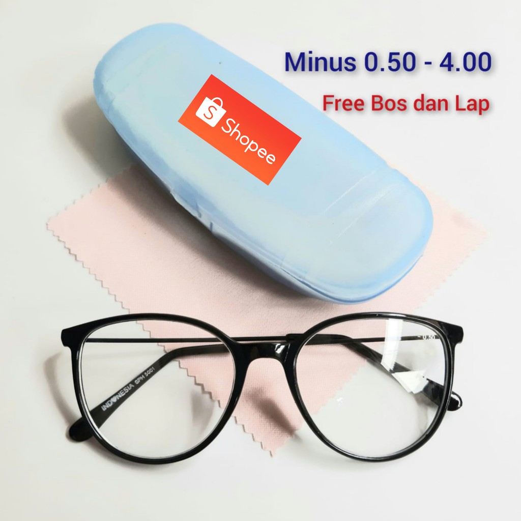 Kacamata Minus Jarak Jauh Frame Optik Unisex 0.50-4.00 Free Box Dan Lap Pembersih Sunglasses