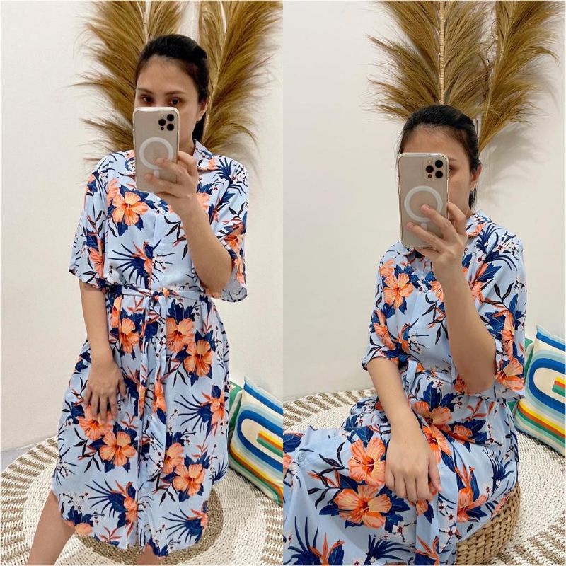 Monki button shirt dress belted