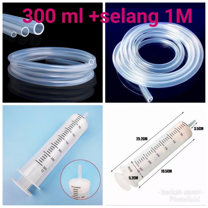 suntikan 300 ml CC syringe besar plus selang 1 M spuid cosmomed SPET