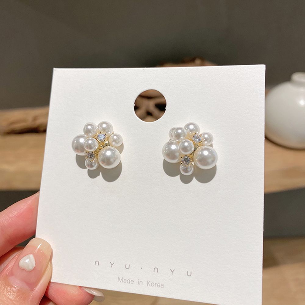 Anting Stud Hias Mutiara Kembang Api Aneka Warna Gaya Retro Korea Untuk Wanita