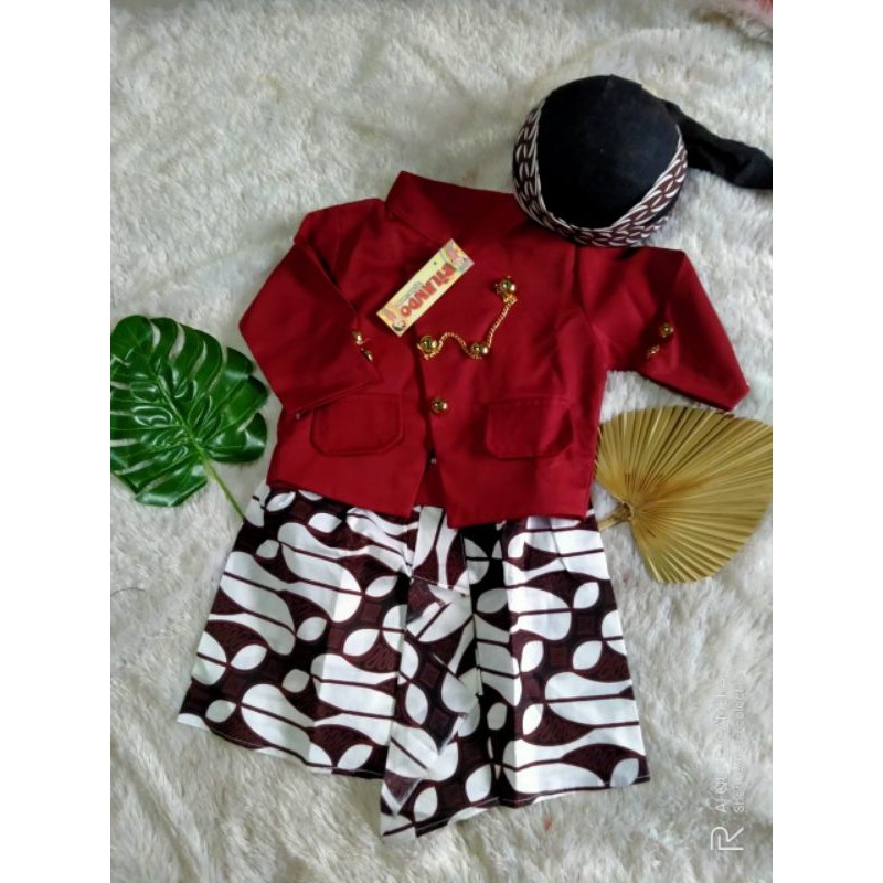 setelan beskap bayi/anak bawahan rok sliwir + Blangkon