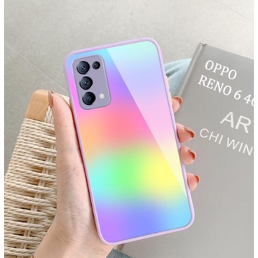 Terbaru.. [G10] Softcase Kaca Lilac OPPO RENO 6 4G ( Case Hp OPPO RENO 6 4G ) Casing Hp OPPO RENO 6