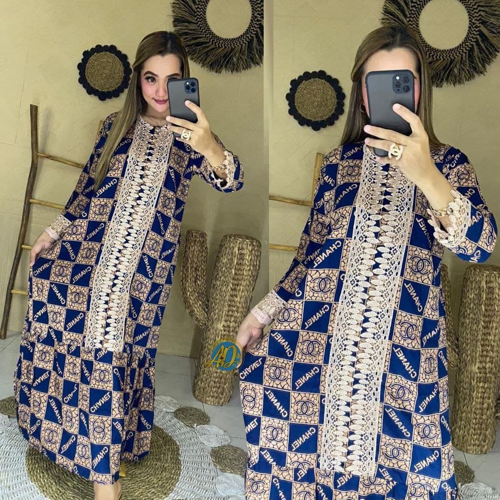 LONGDRESS ARAB RENDA AISYAH CHANELIKA /  DASTER ARAB RENDA BUNGA RANTAI / DASTER MURAH