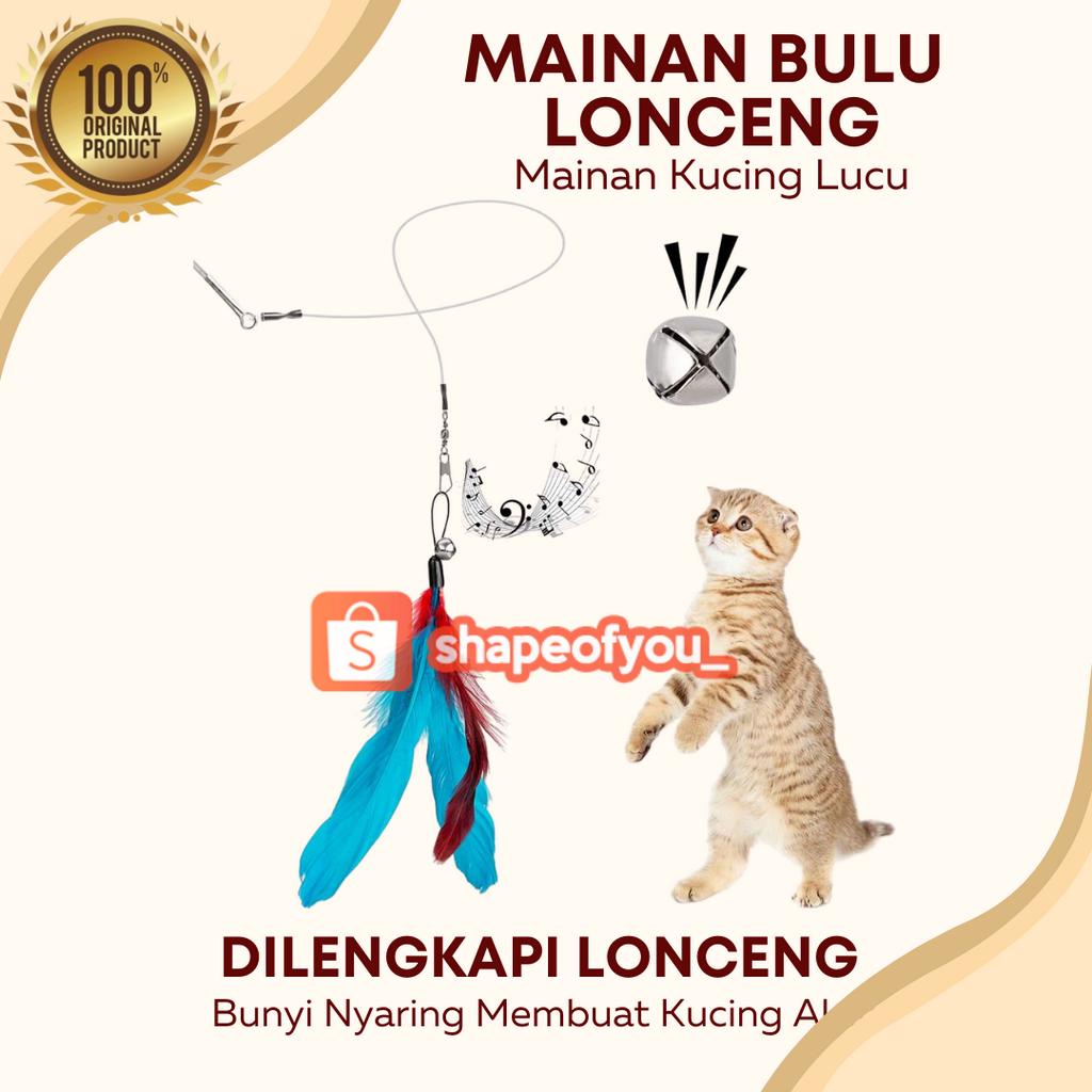 Cat Toys Mainan Kucing Stick Teaser Cat Stik Tongkat Bulu Lonceng Kitten Mainan Hewan Peliharaan