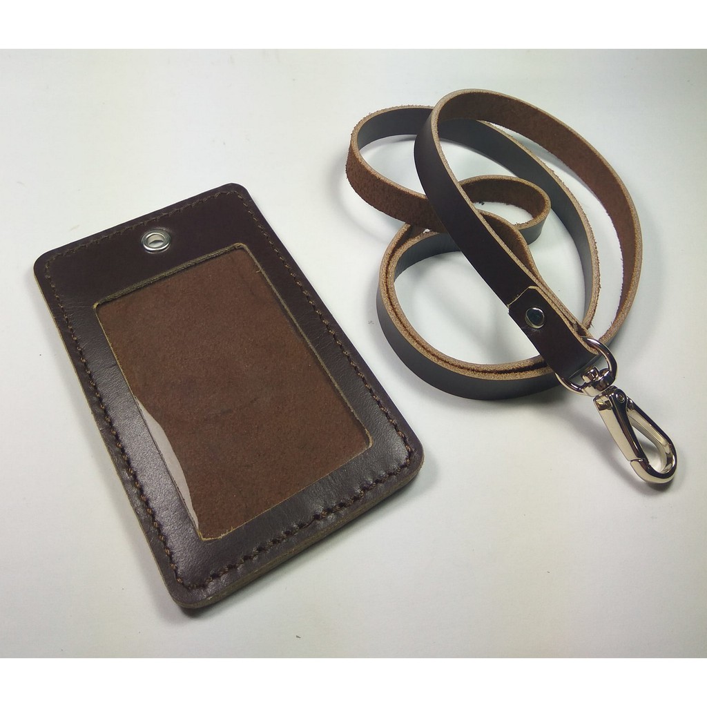

ID card holder kulit asli model gantung-COKLAT