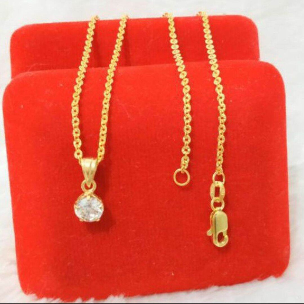 COD kalung Titanium  liontin mata satu kalung nuri ukir 925k