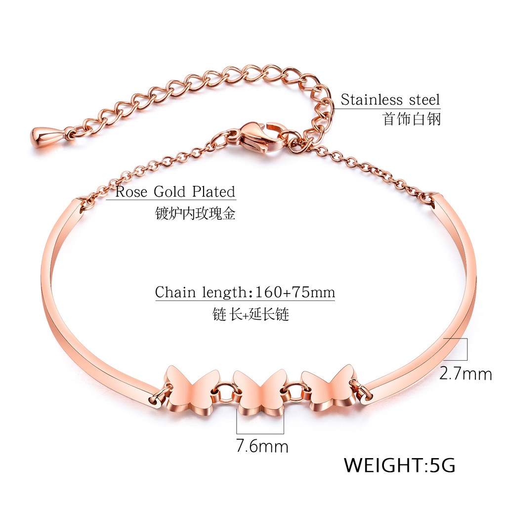 Gelang Bracelet Wanita Aksesoris Titanium Korea Cocok Hadiah model kupu kupu GK098