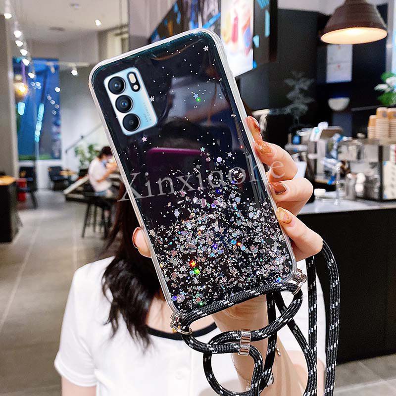 Case Tali Nagita Oppo Reno 7 4G/ Reno 6 4G/Reno 6 5G/Reno 7Z 5G/A96 5G Lanyard Glitter Gantungan