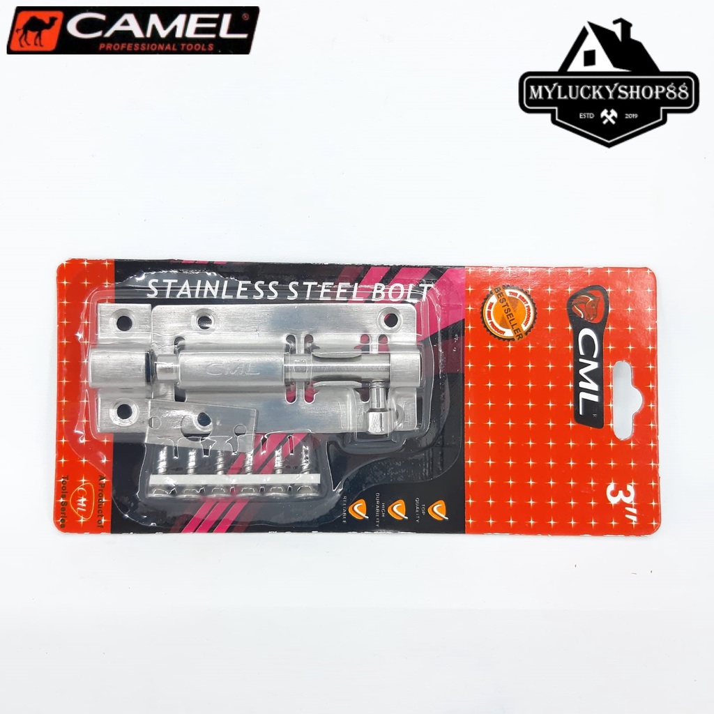 Kunci Grendel Stainless Tebal Camel Slot Pintu Jendela Selot 3 Inch