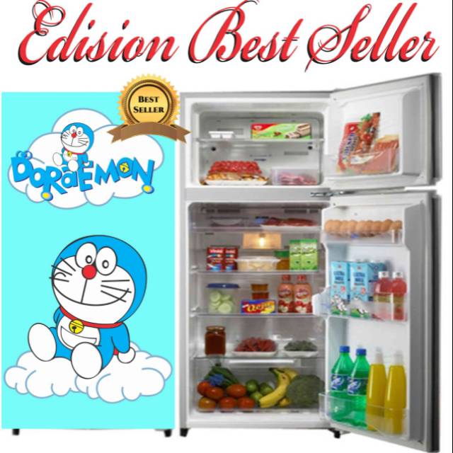 Wallpaper sticker kulkas murah 1 pintu doraemon mini mouse kupu kupu paris food and drink lucu bagus