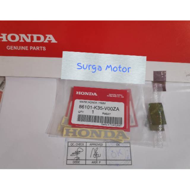 Mark Stiker Sticker tempelan emblem HONDA 75mm Beat ESP windshield PCX Scoopy Vario ORI AHM . 86101-