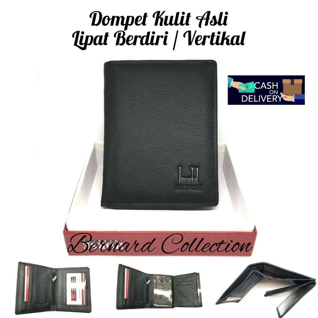 Dompet Pria Kulit Asli Dompet Laki2 Kulit Asli Model Lipat Berdiri Dengan Kancing Depan