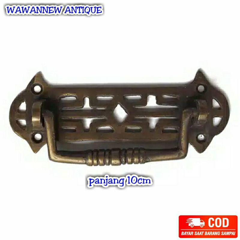 TERMURAH Handle / Tarikan Laci Lemari Pintu Rumah Kuningan Antik 10cm