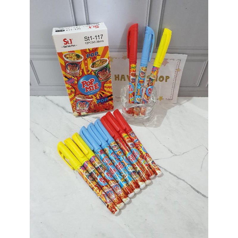 (12pc) pen gel/pen motif makanan minuman/pulpen lucu/pen mie/pen fancy-POP MIE 117