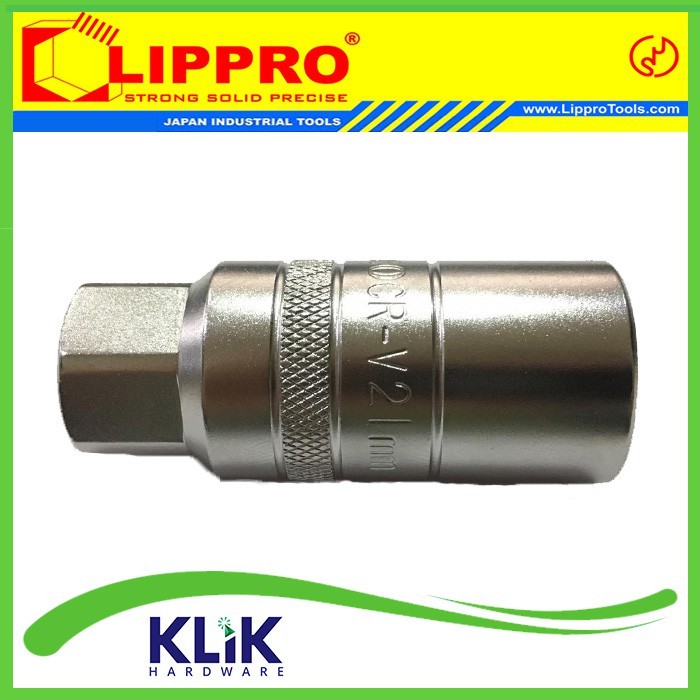 Lippro Mata Kunci Sok Shock Busi 1/2 Inch x 21 mm - Spark Plug Sock Roda Racing 21 mm