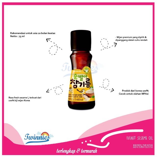 

IVENET SESAME OIL 75 GRAM MINYAK WIJEN ASLI KOREA