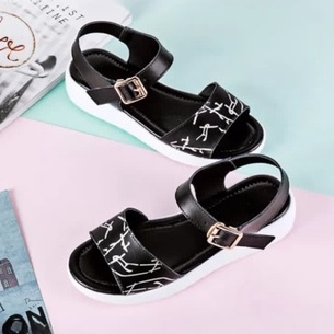 Sandal Wedges Wanita Import Korea Empuk Anti Air Sendal Cewek Wedges Kondangan Korean Style Kekinian Trendy Motif LED Abstrak Terbaru Elegan Anti Slip