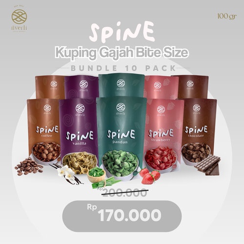 

SPINE Kuping Gajah Bite Size MIX RASA Bundling 10 Pack, Snack / Cemilan / Camilan / Makanan Ringan Tradisional yang Gurih, Renyah, dan Manisnya PAS