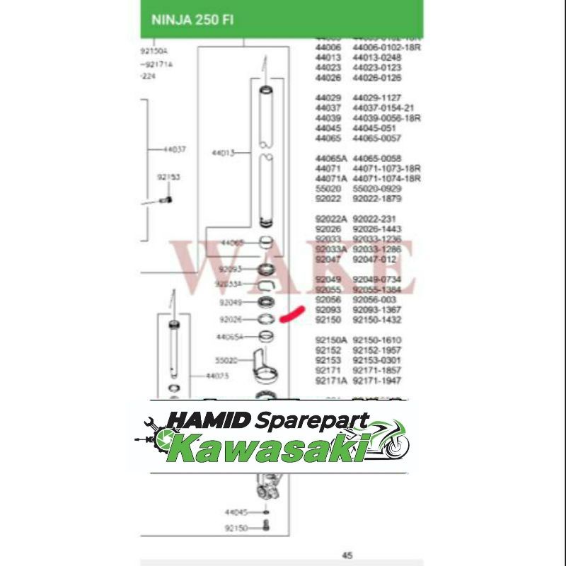 Spacer ring seal shock depan Ninja 250 300 Fi 250fi 300fi Abs Original kawasaki KGP