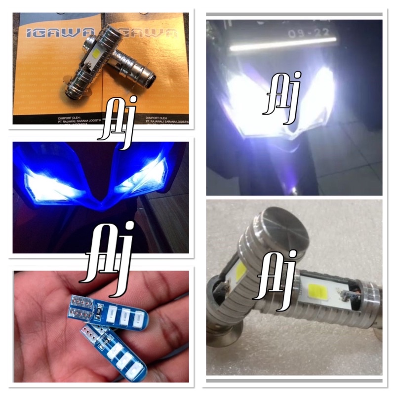 Paket Lampu depan dan Lampu Senja Led Vario 125 Old Nmax Aerox Crystal Putih Terang 2 Pcs