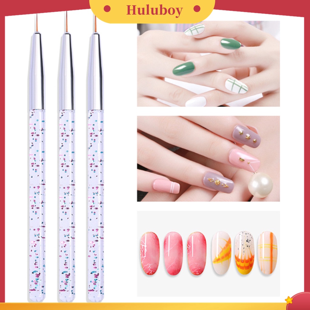 Huluboy Huluboy♡ 3 Pcs / Set Pena Lukisan Kuku Warna-Warni Permukaan Ergonomis Ultra Tipis Untuk Manicure