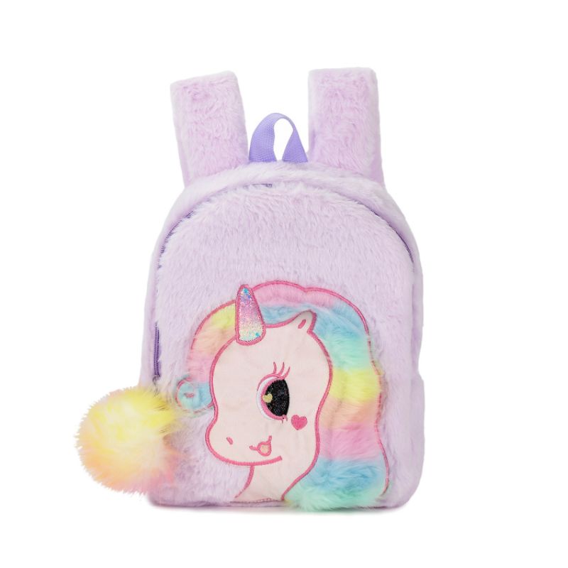 Ransel unicorn bulu rainbow/tas unicorn bulu