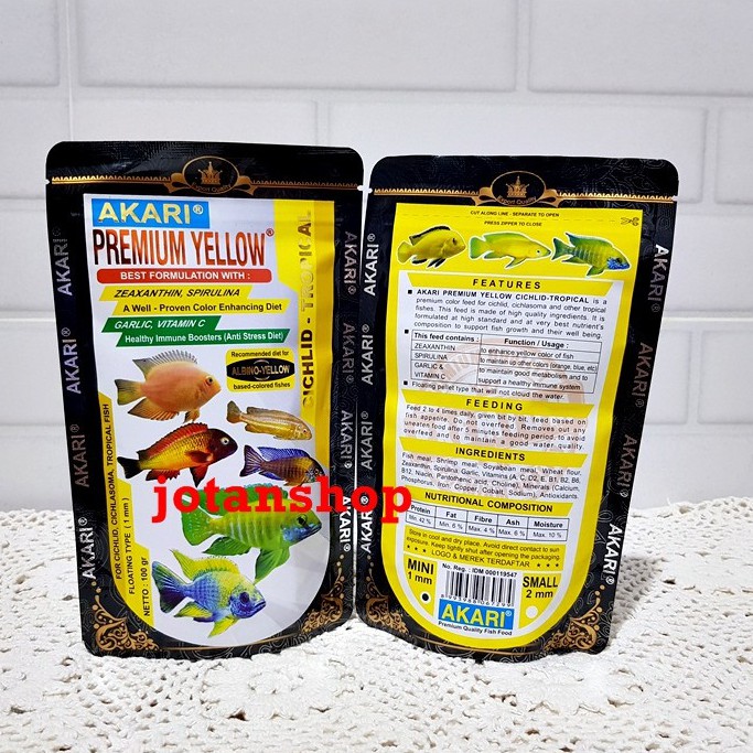 AKARI PREMIUM YELLOW CICHLID ciclid kuning 100gr 100 gr Pelet Makanan Ikan