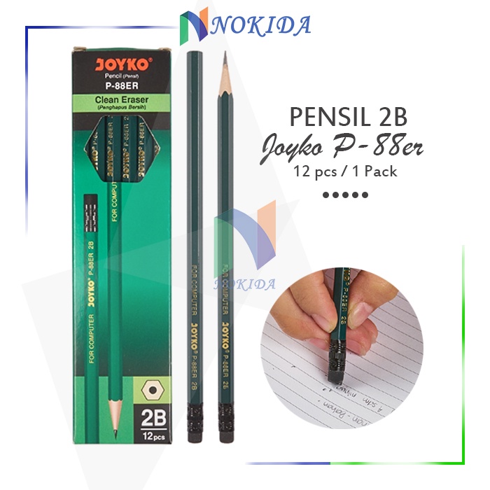 

Nokida Pensil 2B Joyko [P-88ER/1 Pack] / Perlengkapan Alat Tulis Sekolah / Eraser Pencil 12 Pcs / Pinsil Gambar 1 Pak Untuk Ujian Komputer / Pengsil For Computer