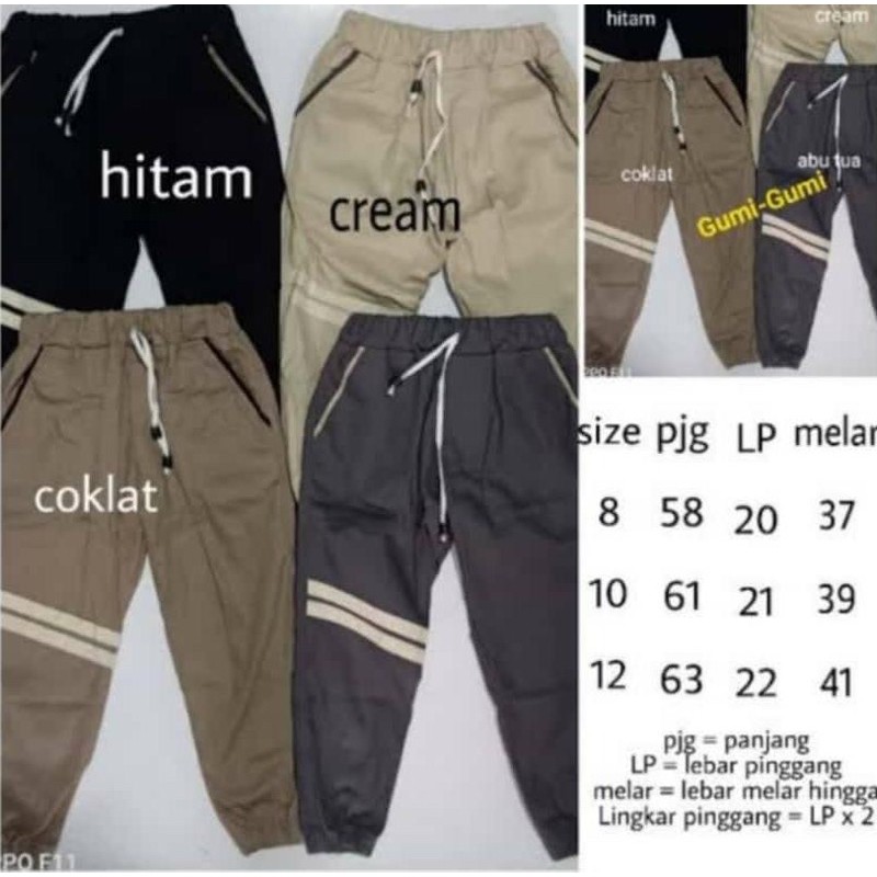 Celana Jogger anak strip 1- 12 tahun