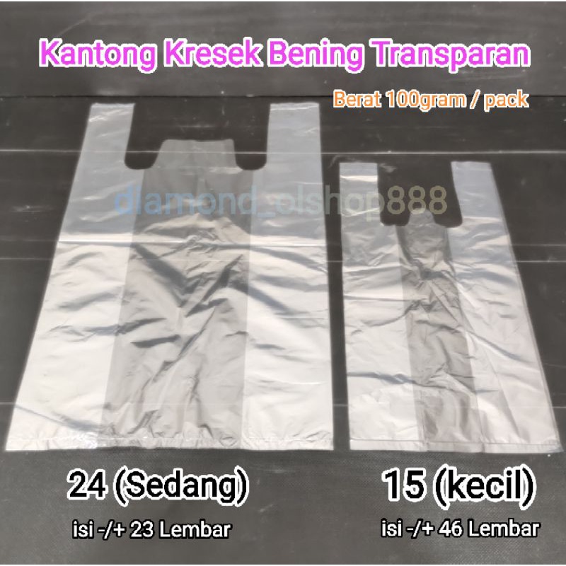 HD Kantong Plastik Kresek Bening 15 &amp; 24 - Kantong Plastik Kresek Bening @100gram