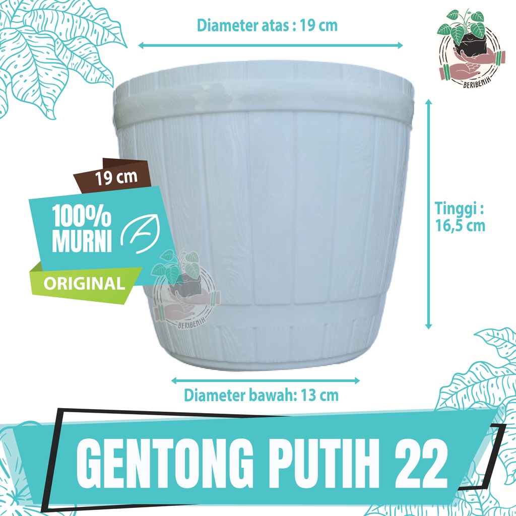 Pot Gentong Putih Pot Tanaman Hias Pot Bunga Plastik Unik Ukuran 22 Pot Gentong Plastik Tebal Cantik