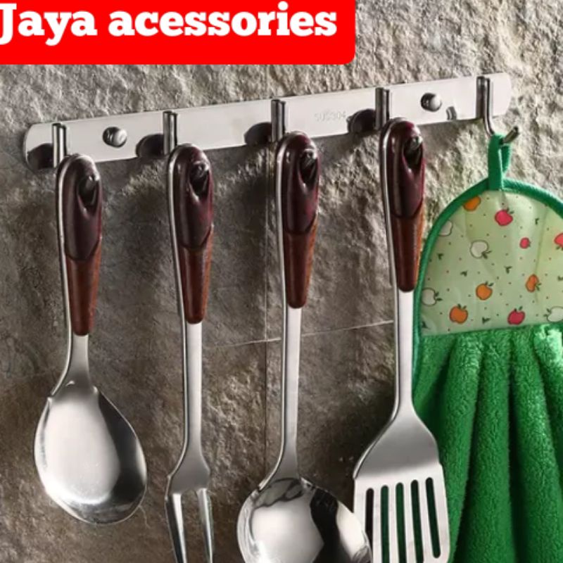 capstok gantungan serbaguna baju dan alat dapur 5 kait stainless steel