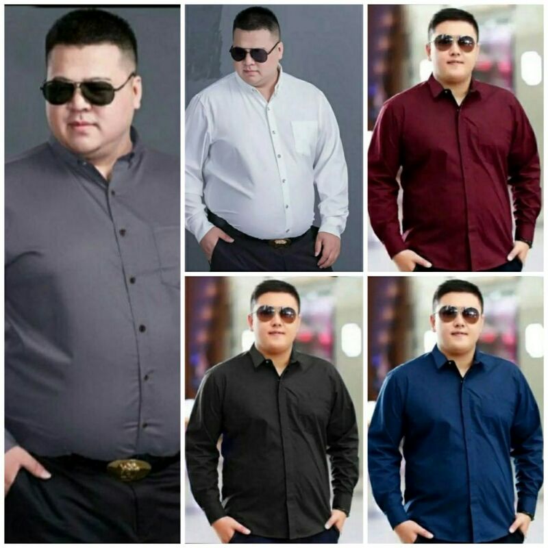 KEMEJA JUMBO PRIA LENGAN PANJANG BAJU POLOS COWOK WARNA(XL - 6XL)