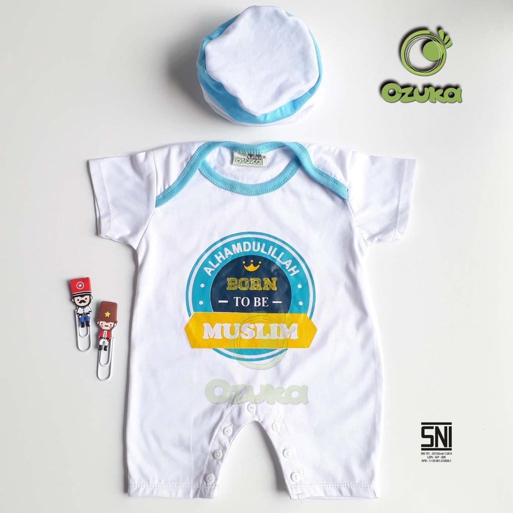 Baju Bayi Laki Laki Born To Be Muslim Romper Jumper Bayi Islami Ozuka