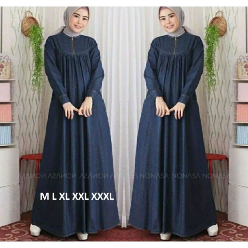bisa cod/GAMIS DENIM WANITA TERBARU 2020/GAMIS WANITA MODERN 2020/GAMIS JEANS /GAMIS