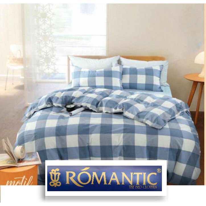 Seprai  Korea Aesthetic Kotak Biru by ROMANTIC gingham katun