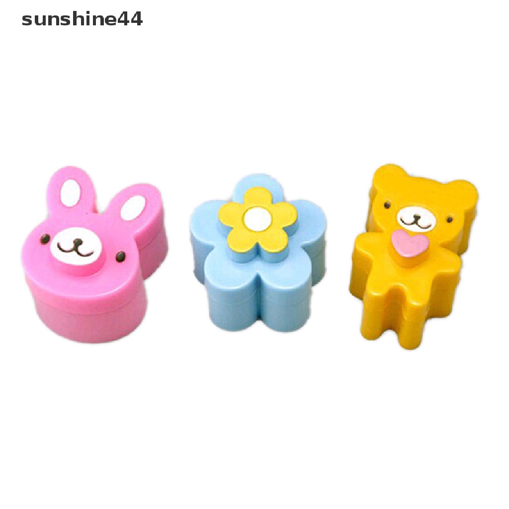 Sunshine 3pcs Cetakan Cutter Bentuk Kelinci / Panda / Bunga Untuk Membuat Sandwich / Cookie / Roti / Bento