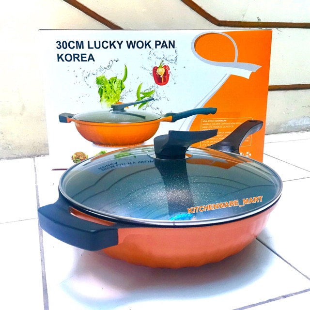 Wok herbal - lucky wok 30 cm - wok kesehatan - wok korea