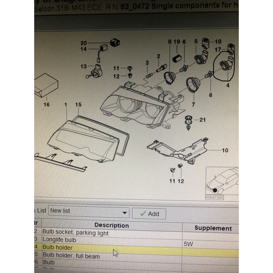 DUDUKAN BOHLAM DEPAN BMW E46