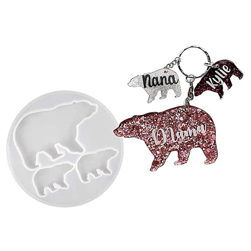 SIY  3Pcs Crystal Epoxy Resin Mold Elephant Alpaca Bear Keychain Casting Silicone Mould Set DIY Crafts Jewelry Pendant Making Tools