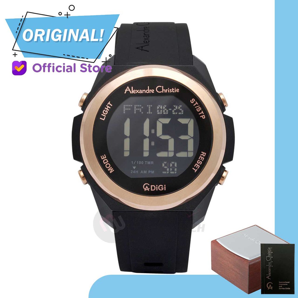 Jam Tangan Pria Digital Alexandre Christie 9342MH AC9342 AC 9342 MH 9342  MHRRGBA Original Garansi R