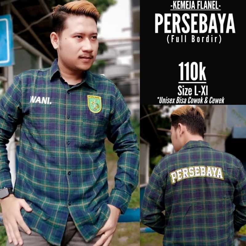 (BONEK) KEMEJA FLANEL SURABAYA TERMURAH-JAKET HOODIE PERSEBAYA