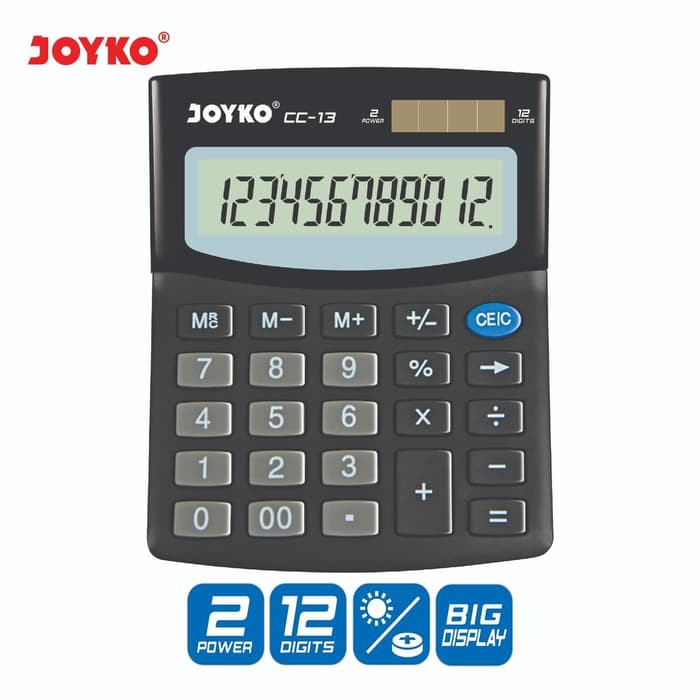 

Ag JOYKO CC-13 CALCULATOR / KALKULATOR / 12 Digit / Hitam