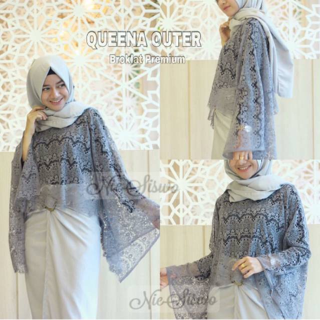 TERMURAH! BEST SELLER! QUEENA OUTER BROKAT BAHAN BROKLAT PREMIUM - BAJU WANITA MUSLIM READY STOCK