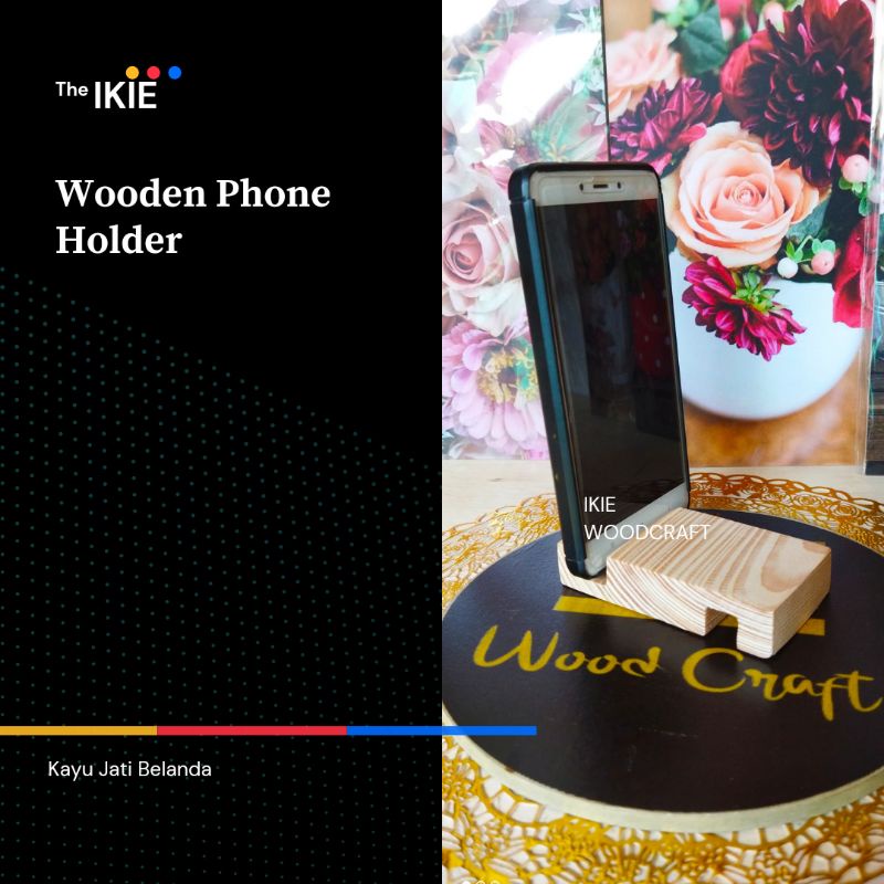 IKIE Stand dudukan hp / handphone / phone holder kayu